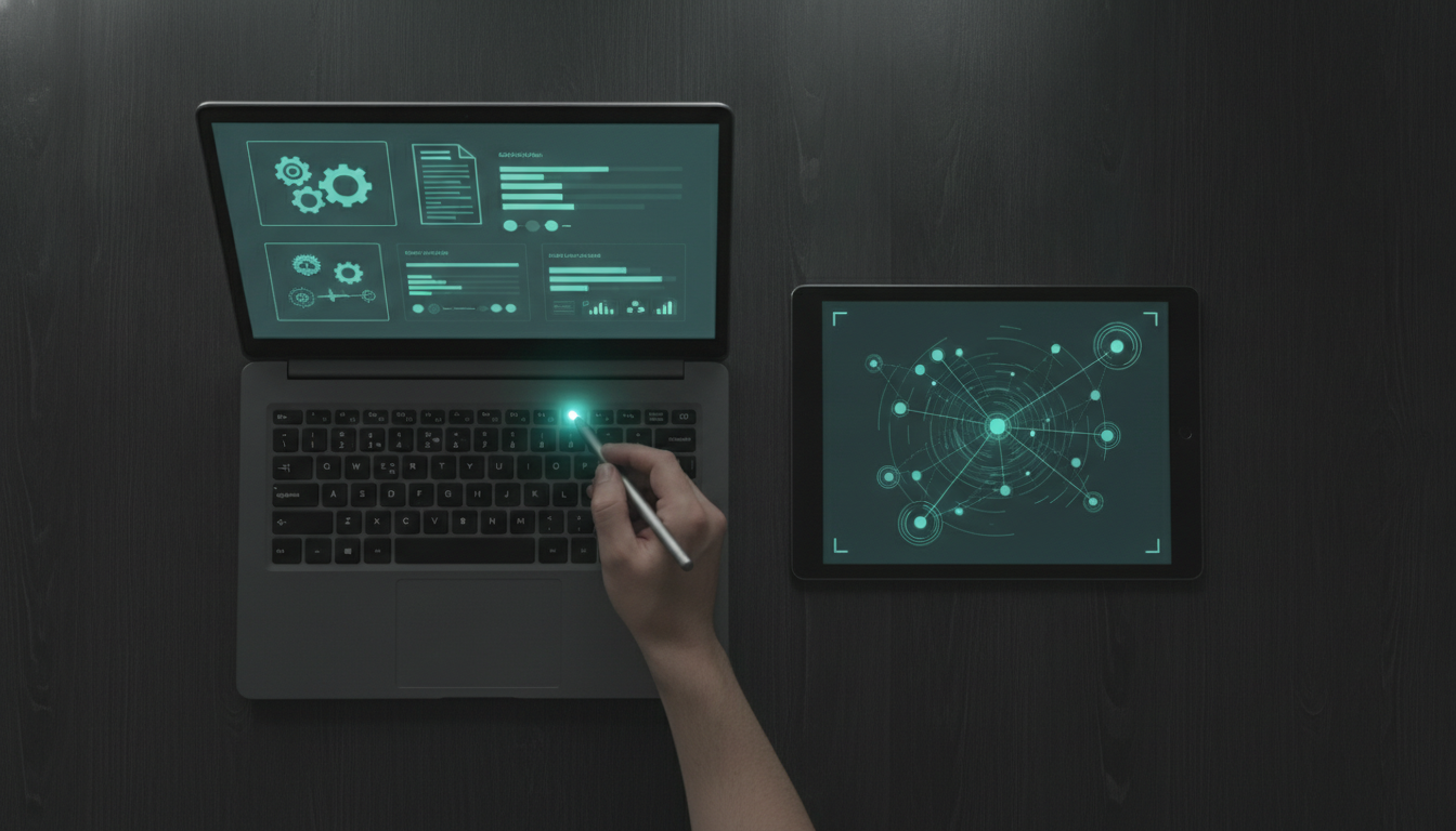 A person using AI tools on a laptop and tablet to refine their resume, illustrating how to use AI to write a resume for job interviews.