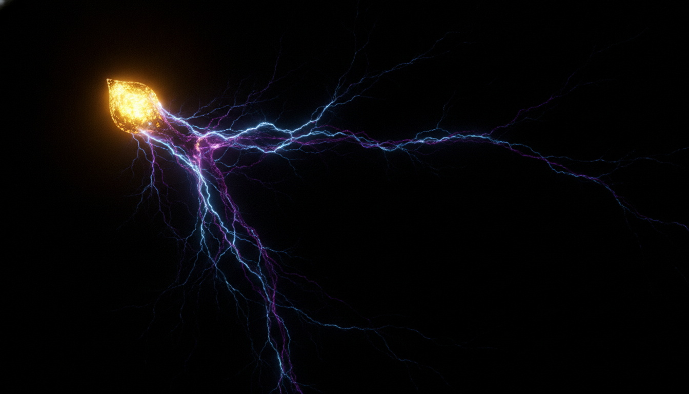 An abstract visualization of the Meta Muse Spark 1.1 AI agent, showing a glowing central node representing the model orchestrating complex tasks through a network of light.
