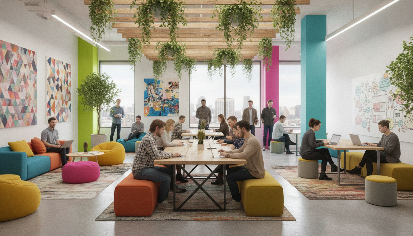 An abstract illustration of a central digital hub connecting to remote home offices, symbolizing the new foundation of business built on remote work.