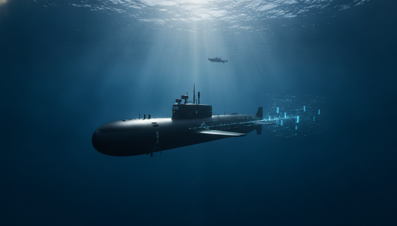An autonomous underwater vessel, central to the Thales Exail acquisition, navigates the deep ocean, showcasing advanced naval technology.