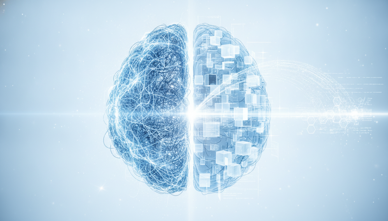 An abstract image showing an AI brain connected to a database, representing what RAG AI is and how it works to retrieve knowledge.