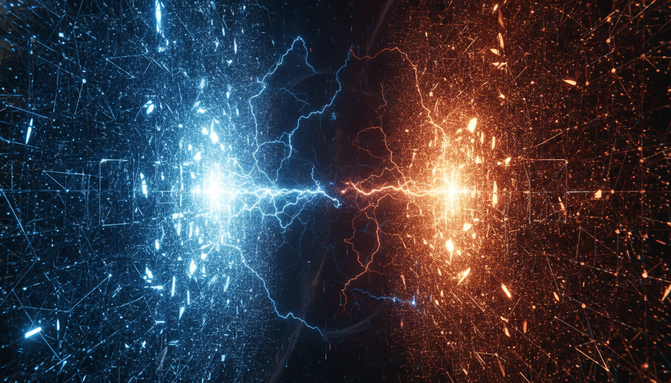 An abstract hero image representing the AI competition, showing the massive neural network structure of xAI's Grok 4.5 model.